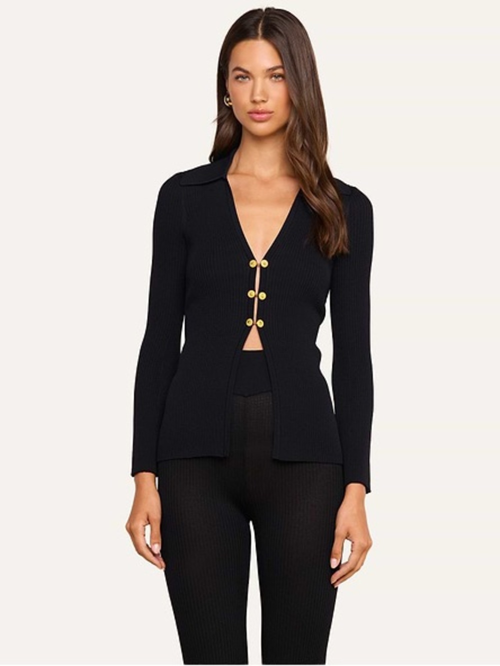 L'AGENCE Kaye Rib-Knit Cardigan Top, NWT
